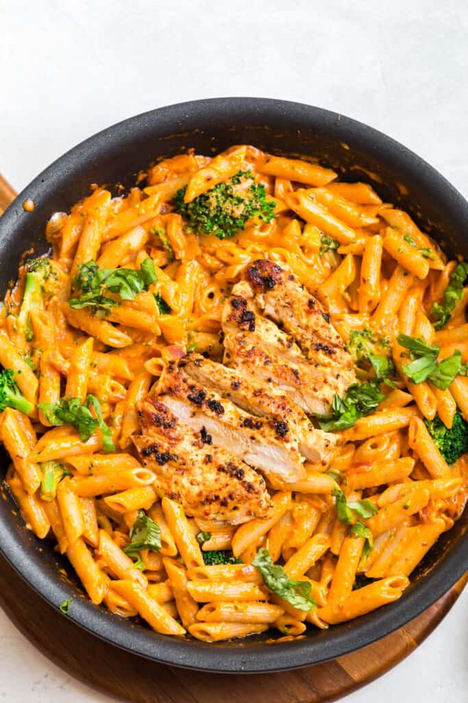 spicy vodka pasta with basil