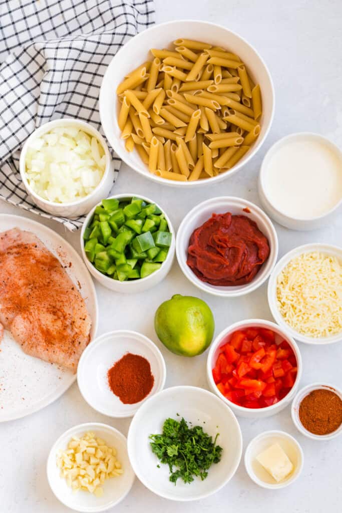 ingredients for one pot cajun chicken pasta sauce