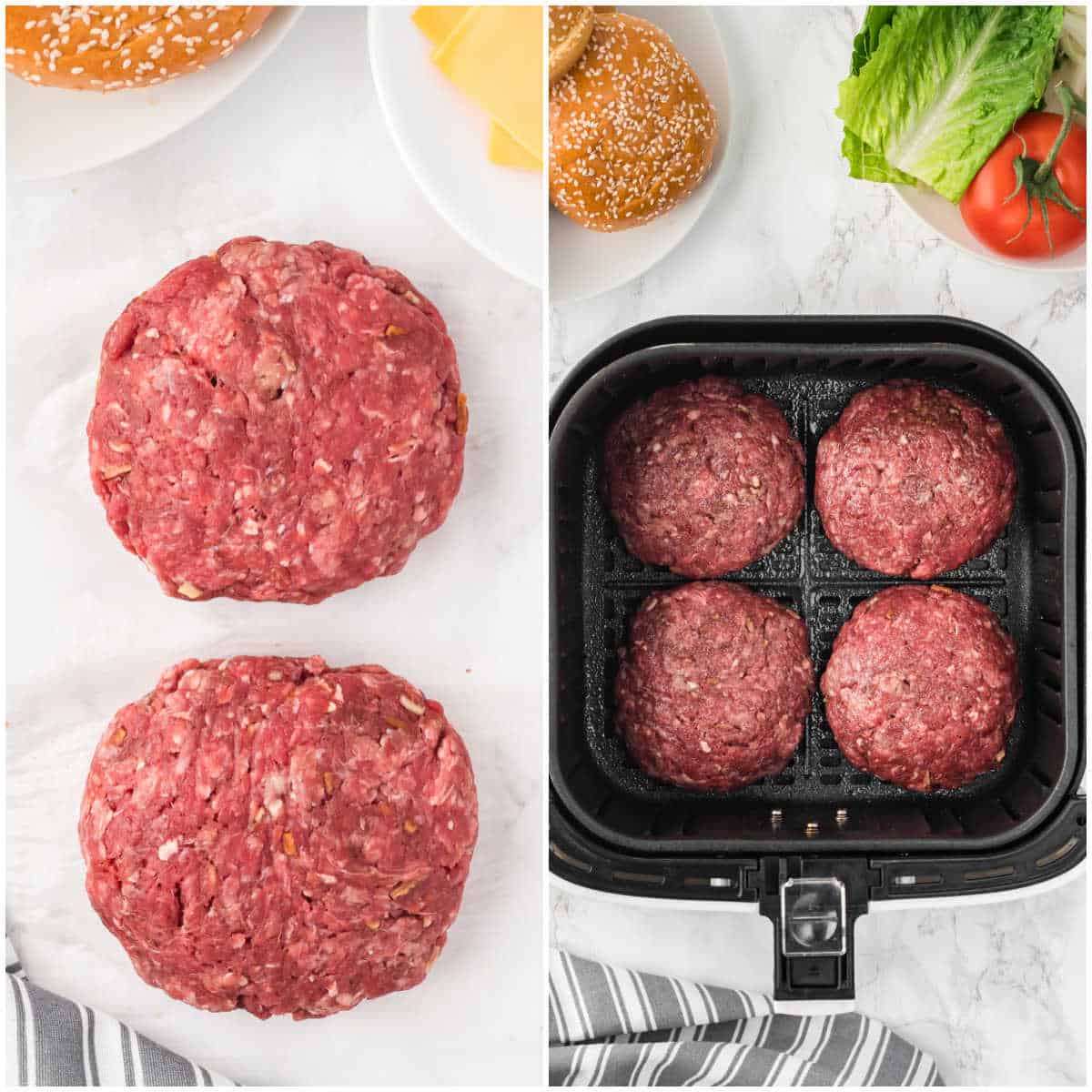 Steps to make juicy lucy burgers.