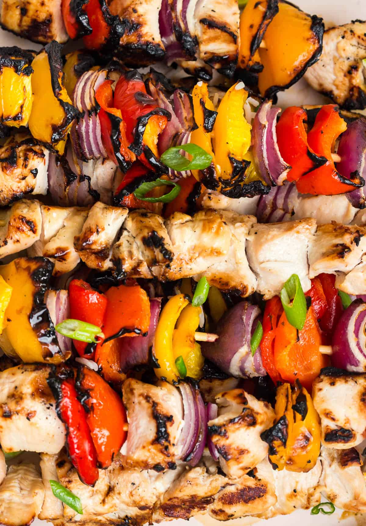 chicken skewers with char marks