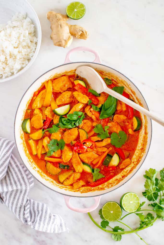 thai coconut curry with fresh basil