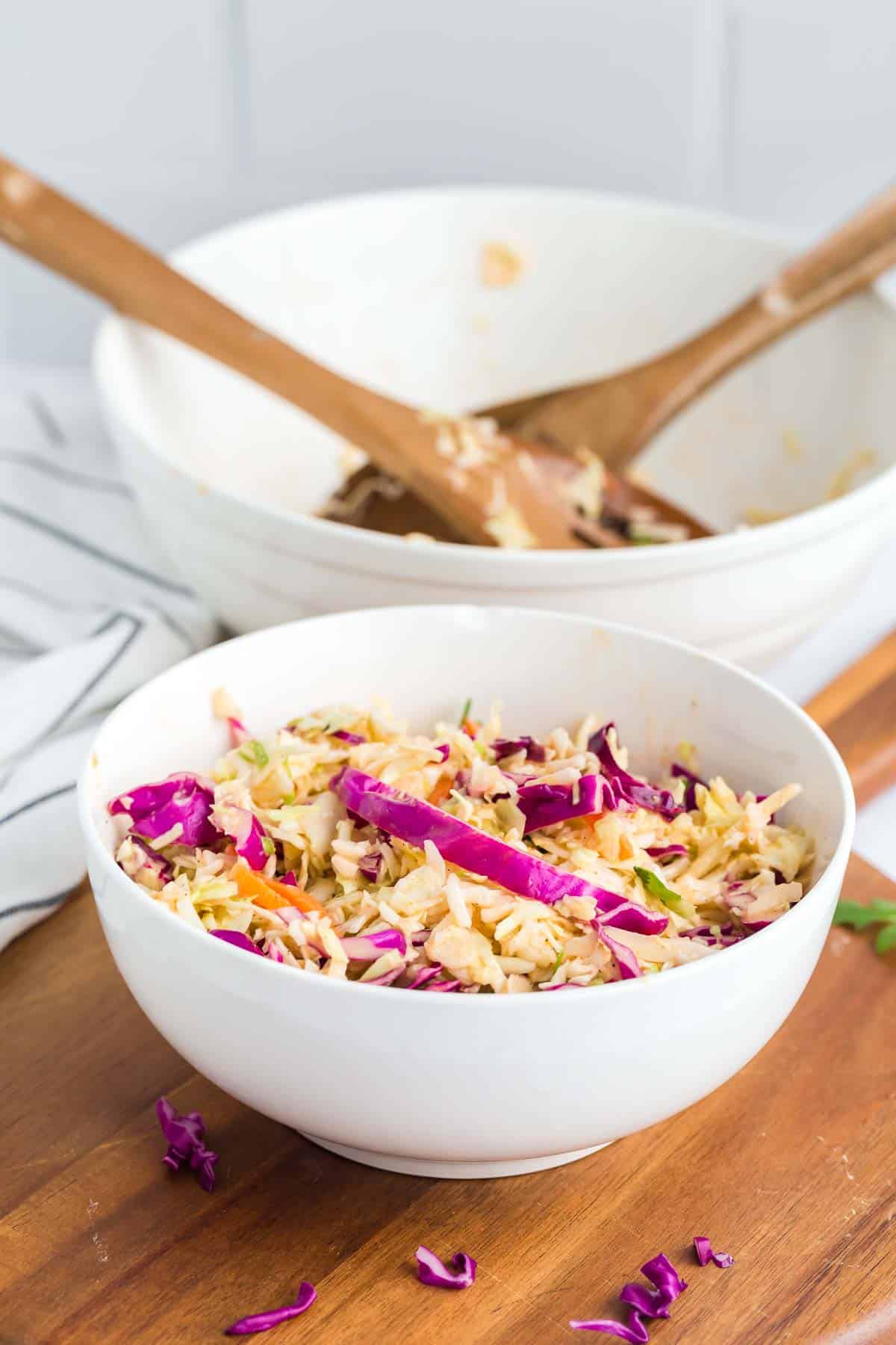 coleslaw in a small bowl