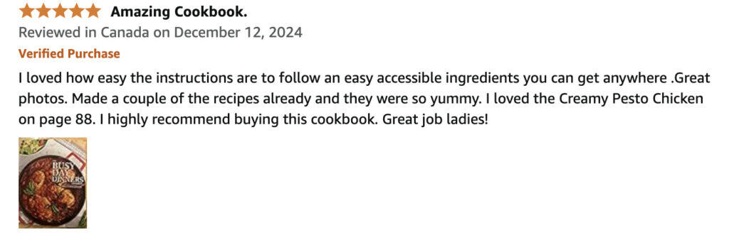 cookbook review on amazon for busy day dinners