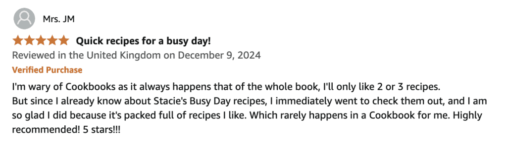 cookbook review on amazon for busy day dinners