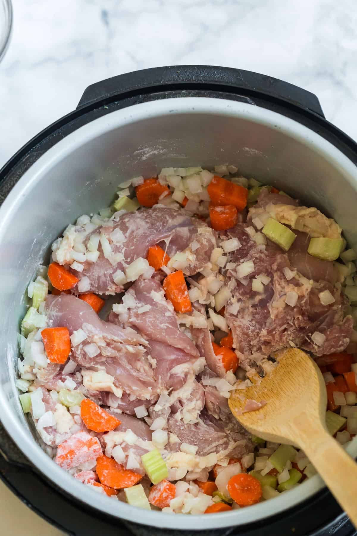 slowcooker with chicken curry soup ingredients